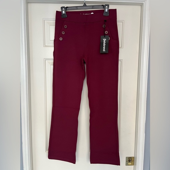 Betabrand Burgundy Pull On Elastic Waist Dress Pants - Picture 1 of 5